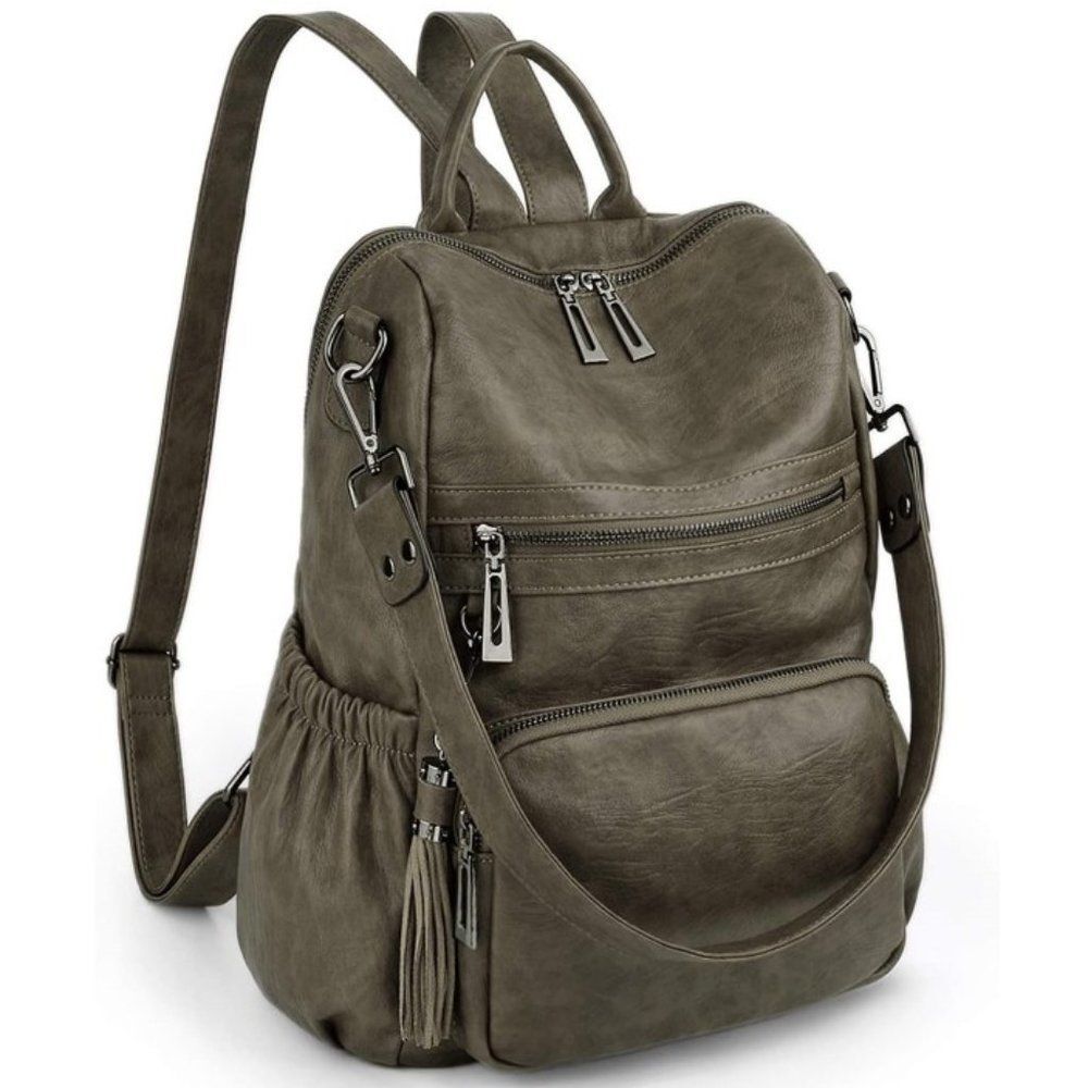 LMI Fashion Leather backpack-3 Green